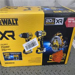 Houston location AS-IS DEWALT 20V MAX Lithium-Ion Cordless 3-Tool Combo Kit with 5.0Ah Battery 1.7AH Battery and Charger