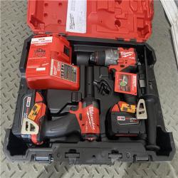 Houston location AS-IS Milwaukee 3697-22 M18 FUEL 1/2 Hammer Driller/Driver &1/4 Hex Impact Driver 2 Tool Combo Kit