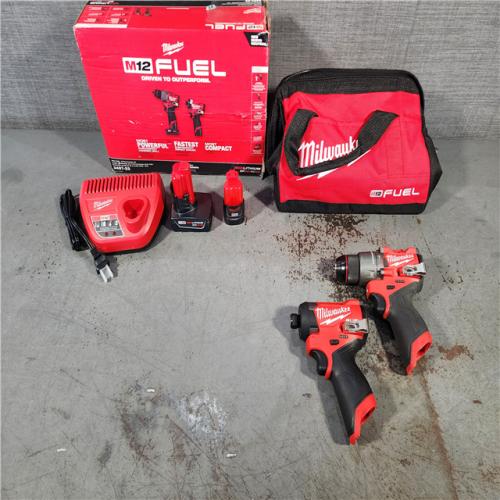 HOUSTON LOCATION - AS-IS Milwaukee 3497-22 12V Brushless Hammer Drill and Impact Driver Combo Kit