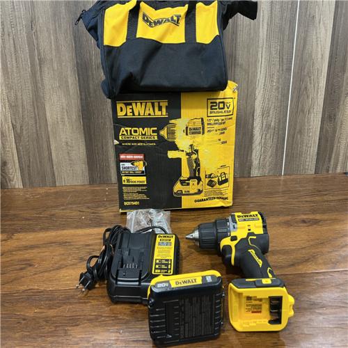 AS-IS DEWALT ATOMIC 20-Volt Lithium-Ion Cordless Compact 1/2 in. Drill/Driver Kit with 2.0Ah Battery, Charger and Bag