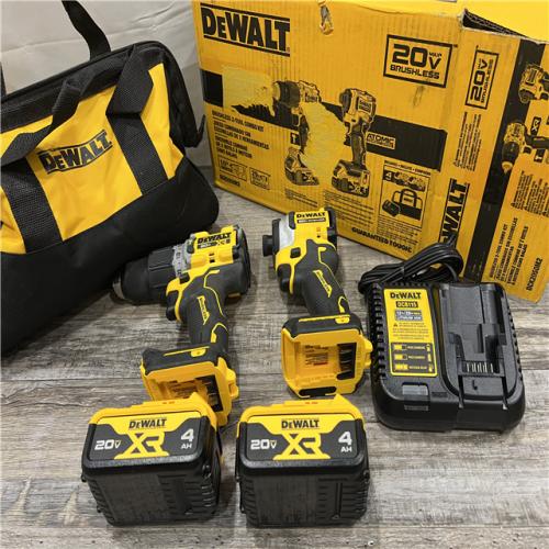 AS-IS DEWALT 20V MAX XR Hammer Drill and ATOMIC Impact Driver 2 Tool Cordless Combo Kit with (2) 4.0Ah Batteries, Charger, and Bag