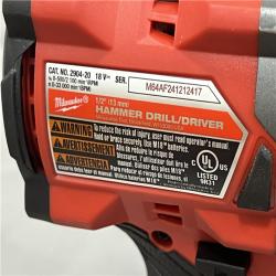 AS-IS Milwaukee 2904-22 Hammer Drill Driver Kit with Batteries  Charger & Tool Case  Red