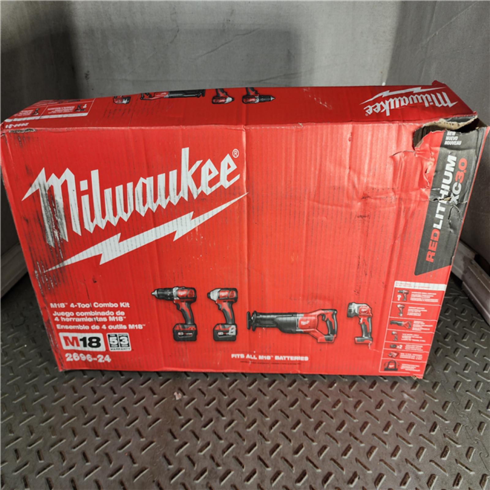 HOUSTON LOCATION - AS-IS (APPEARS LIKE NEW) M18 18V Lithium-Ion Cordless Combo Tool Kit with Two 3.0Ah Batteries, 1-Charger, 1-Tool Bag (4-Tool)