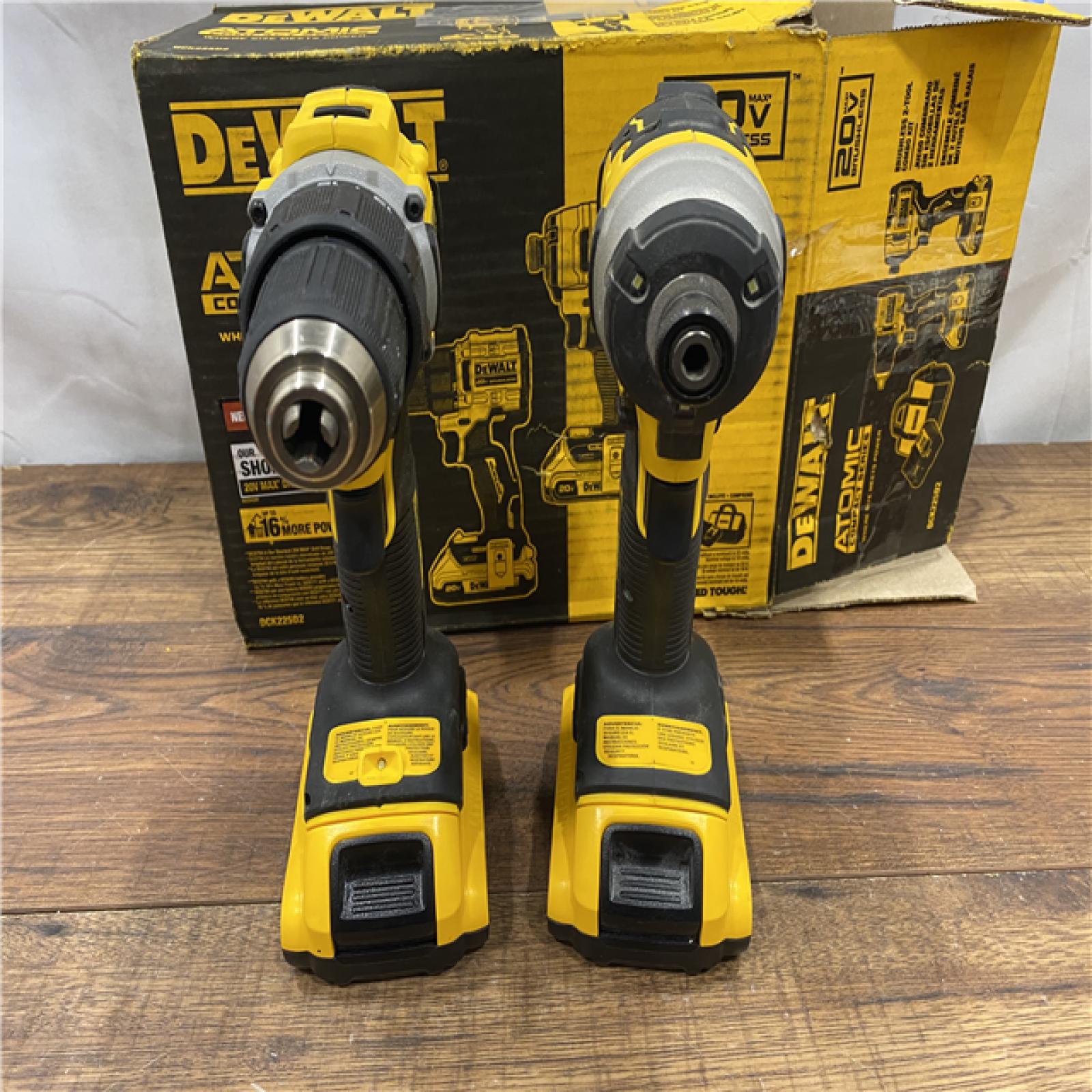 AS IS Dewalt DCK225D2 20V MAX ATOMIC Brushless Compact Lithium-Ion 1/2 in. Cordless Drill Driver and 1/4 in. Impact Driver Combo Kit with 2 Batteries 2 Ah