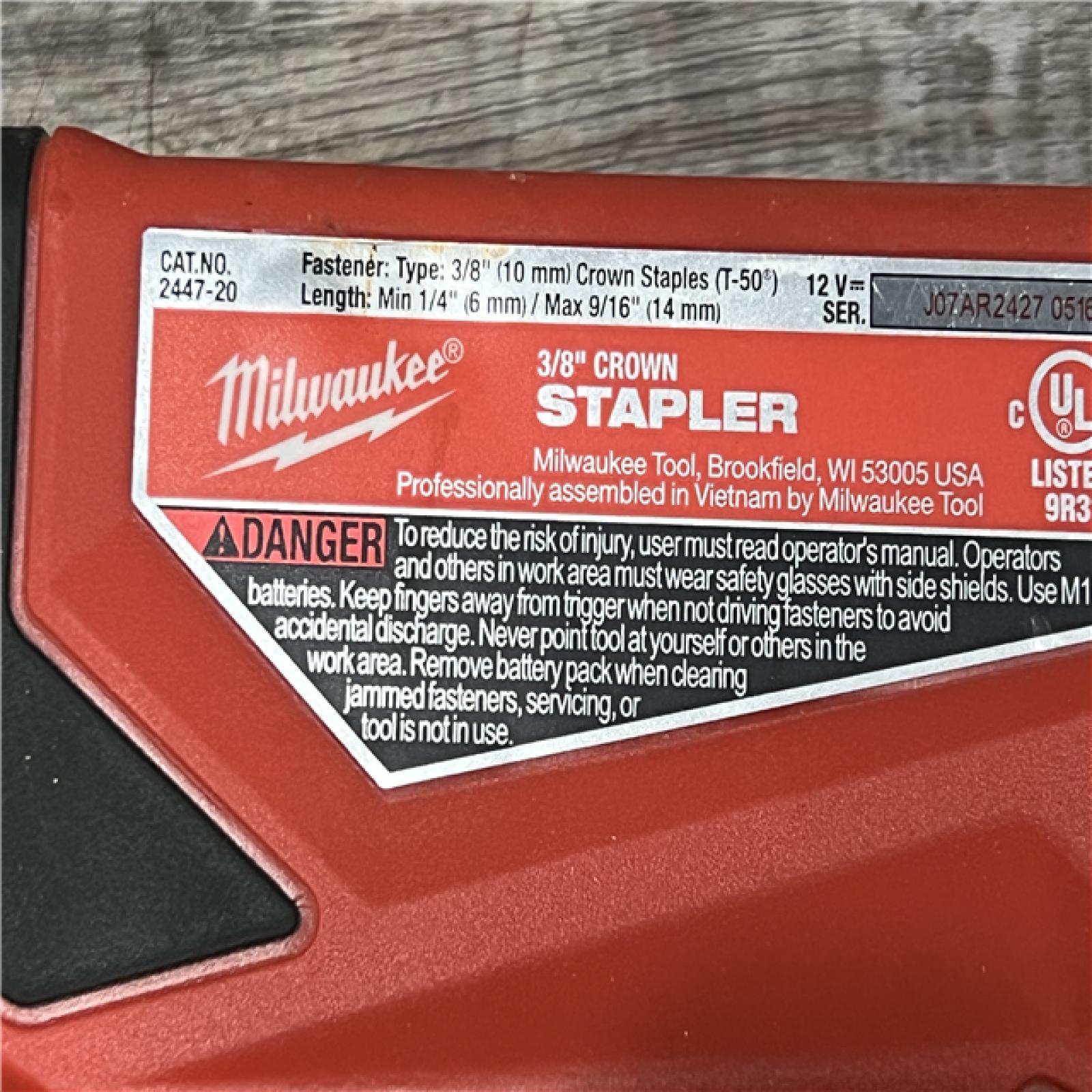 AS-IS Milwaukee M12 3/8  Crown Stapler (Tool Only)