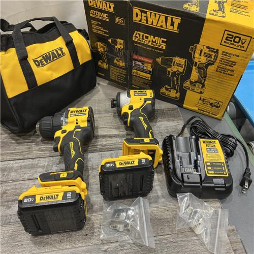 AS-IS DEWALT ATOMIC 20-Volt MAX Lithium-Ion Cordless Combo Kit (2-Tool) with (2) 2.0Ah Batteries, Charger and Bag