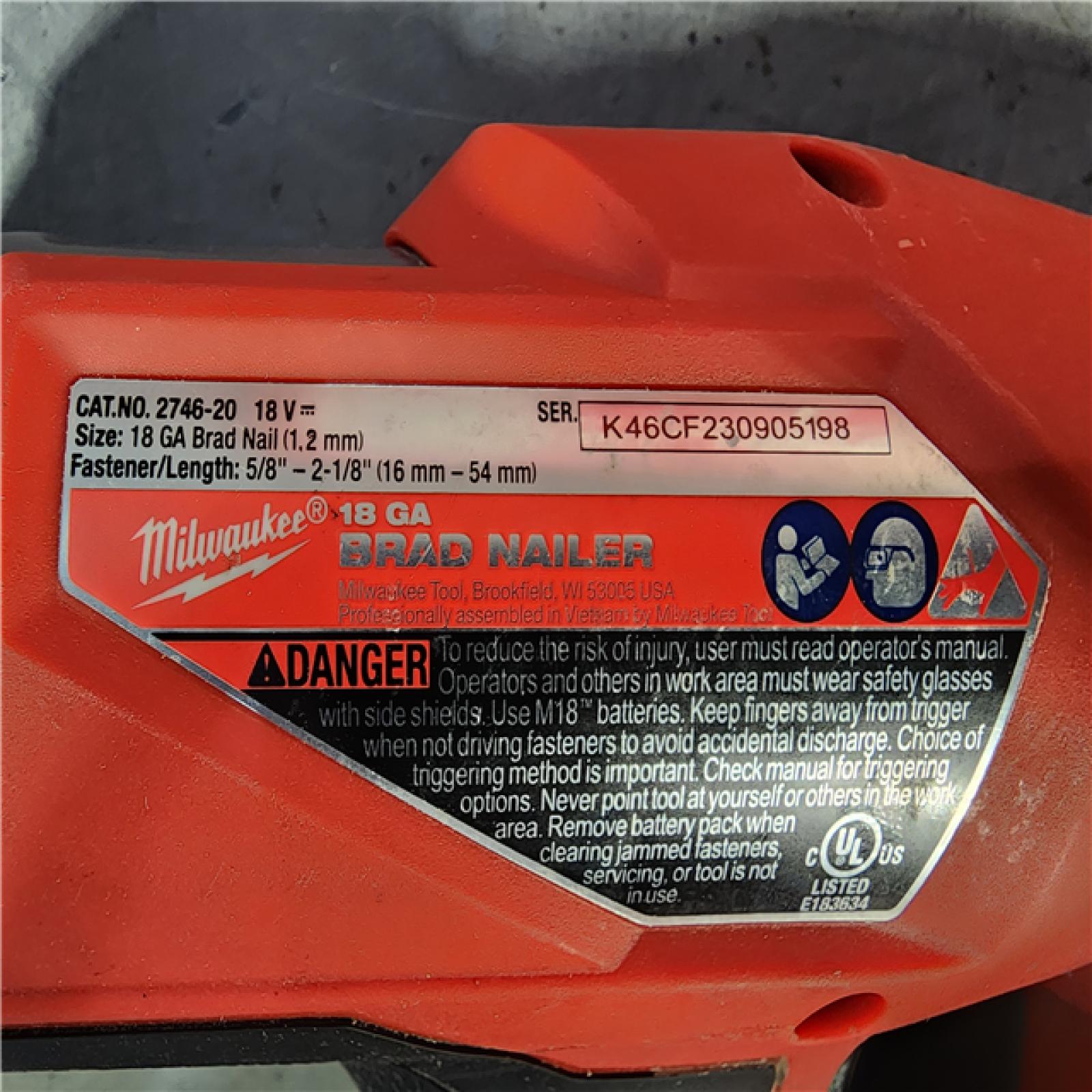 HOUSTON LOCATION - AS-IS Milwaukee M18 Fuel 18V Brushless 18-Gauge Brad Nailer 2746-20 (Bare Tool)