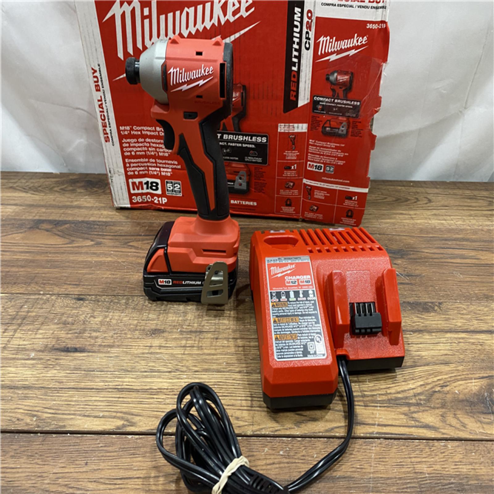 AS IS Milwaukee M18 Compact Brushless 1/4  Hex Impact Driver Kit