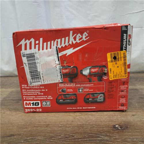 AS-IS Milwaukee M18 18V Cordless Brushed 2 Tool Drill/Driver and Impact Driver Kit