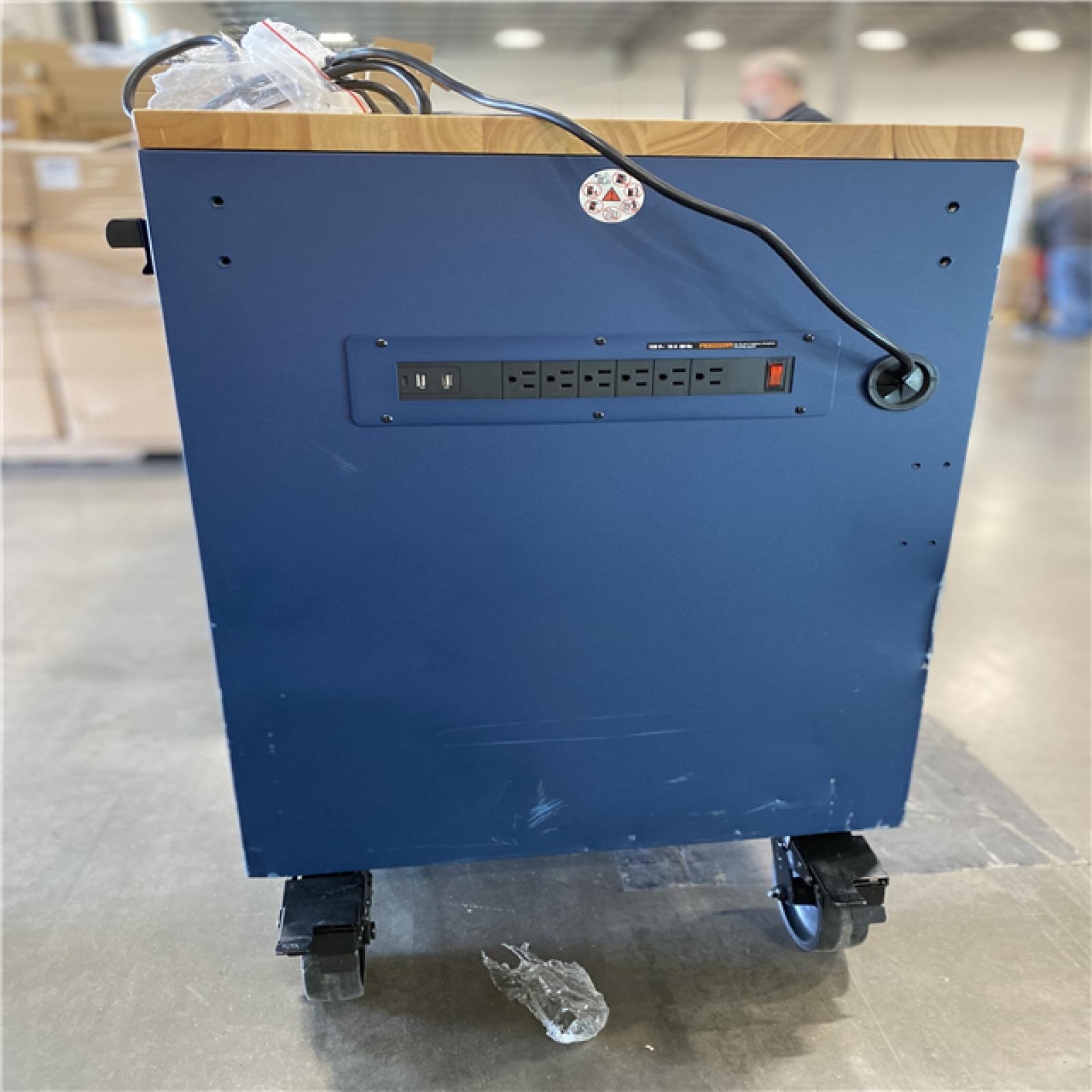 DALLAS LOCATION - AS-IS Husky Tool Storage Heavy Duty 84 in. W x 24 in. D Matte Blue Mobile Workbench Cabinet