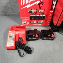 HOUSTON LOCATION - AS-IS M18 18V Lithium-Ion Brushless Cordless Compact Drill/Impact Combo Kit (2-Tool) W/(2) 2.0 Ah Batteries, Charger & Bag