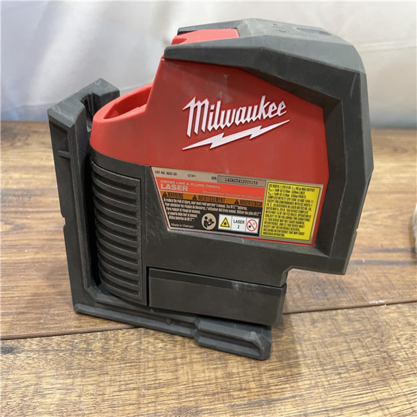 AS-IS Milwaukee M12 12-Volt Lithium-Ion Cordless Green 125 Ft. Cross Line and Plumb Points Laser Level (Tool-Only)