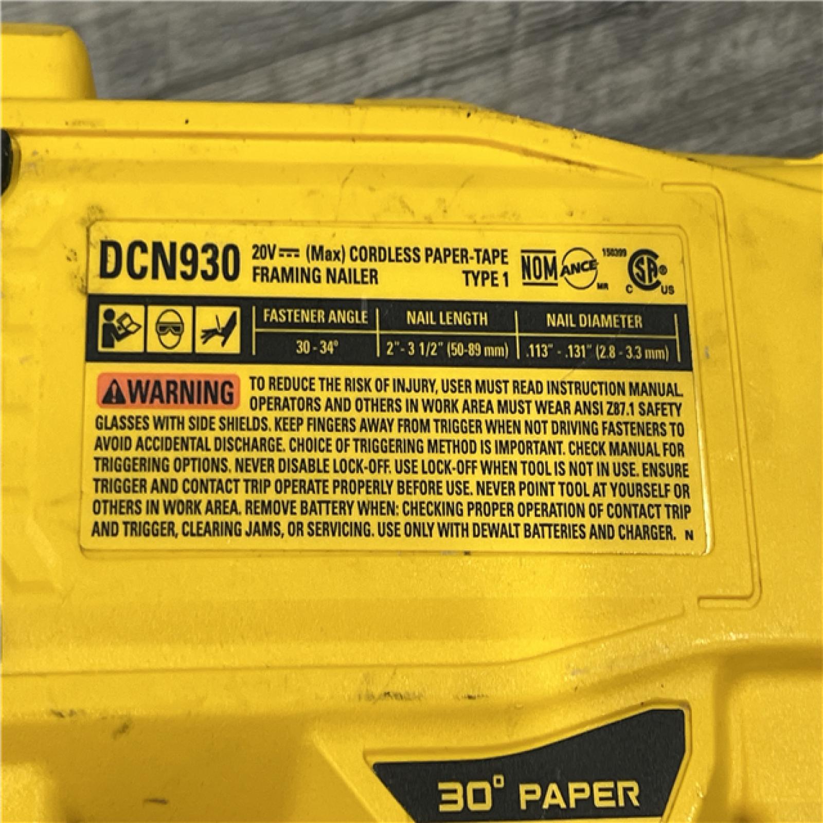 AS-IS DEWALT 20-Volt 30Â° Cordless Framing Nailer (Tool-Only)