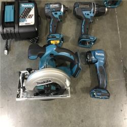 California NEW Makita 18V LXT Lithium-Ion Cordless 5 Tool Combo kit W/ 2 3.0Ah Batteries And Charger