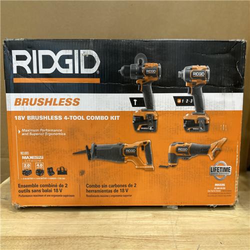 NEW! -RIDGID 18V Brushless 4 PC Combo Kit