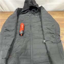 AS IS Milwaukee M12 12V Mens Heated Axis Hooded Jacket with Battery, Black, Size XL - M102B-21XL