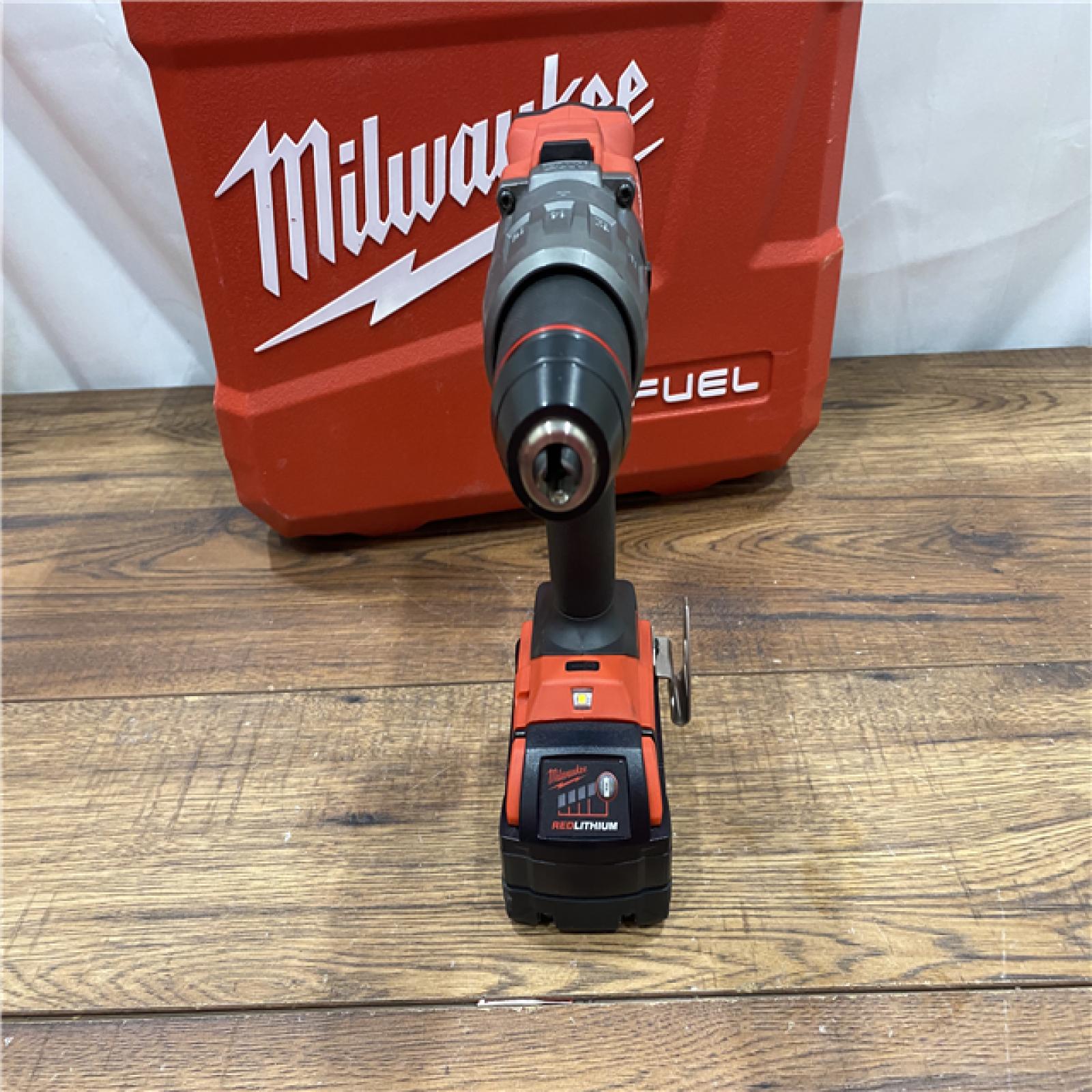 AS-IS Milwaukee 2904-22 Hammer Drill Driver Kit with Batteries  Charger & Tool Case  Red