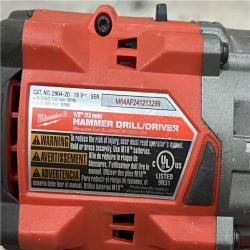 AS-IS Milwaukee 2904-22 Hammer Drill Driver Kit with Batteries  Charger & Tool Case  Red