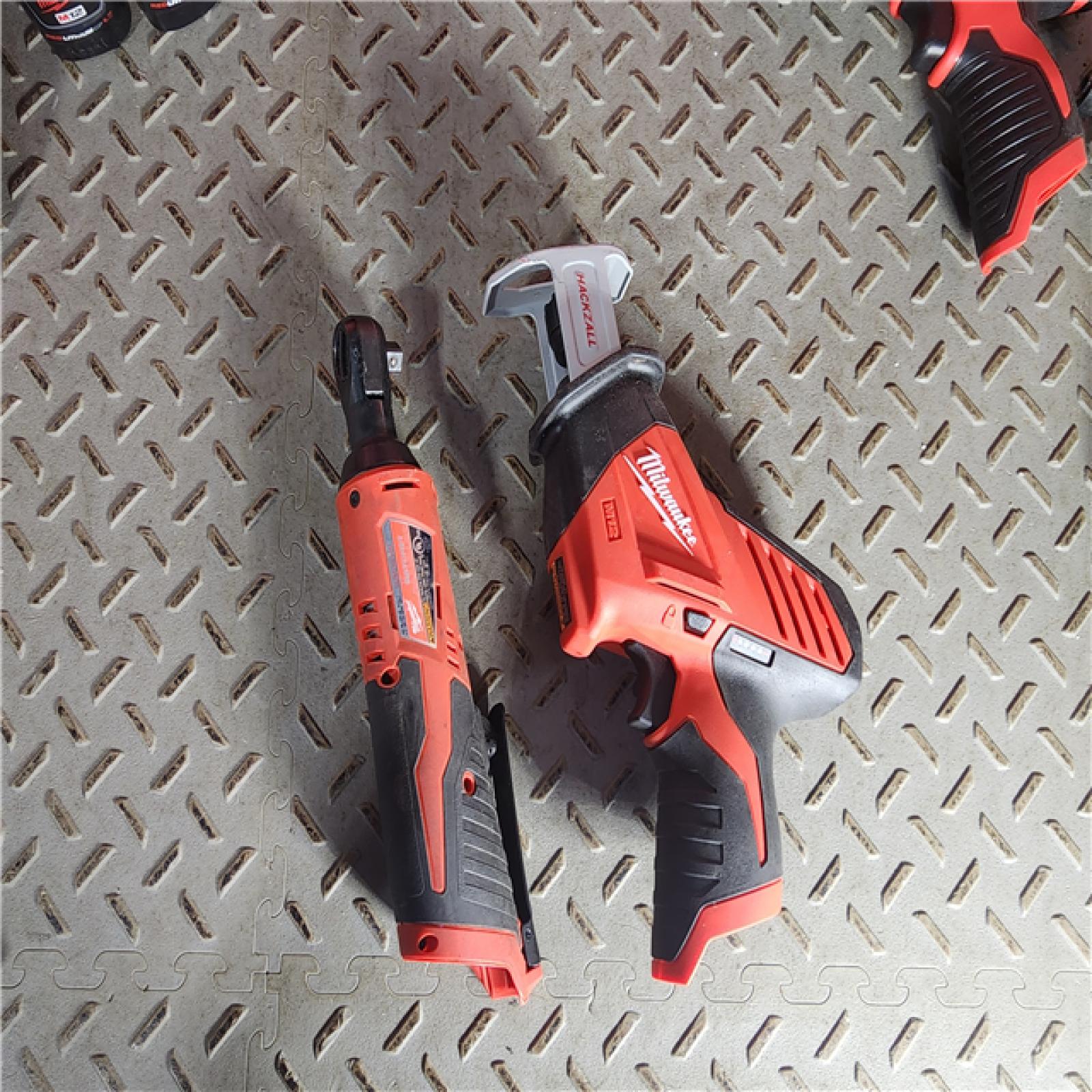 HOUSTON LOCATION - AS-IS M12 12V Lithium-Ion Cordless Combo Kit (5-Tool) with Two 1.5Ah Batteries, Charger & Tool Bag