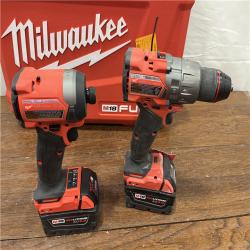 AS-ISMilwaukee M18 FUEL 18V Lithium-Ion Brushless Cordless Hammer Drill and Impact Driver Combo Kit (2-Tool) with 2 Batteries