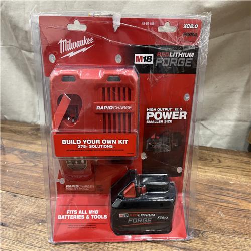 NEW- Milwaukee M18 18-Volt Lithium-Ion REDLITHIUM FORGE Starter Kit with 8.0Ah Battery and Rapid Charger