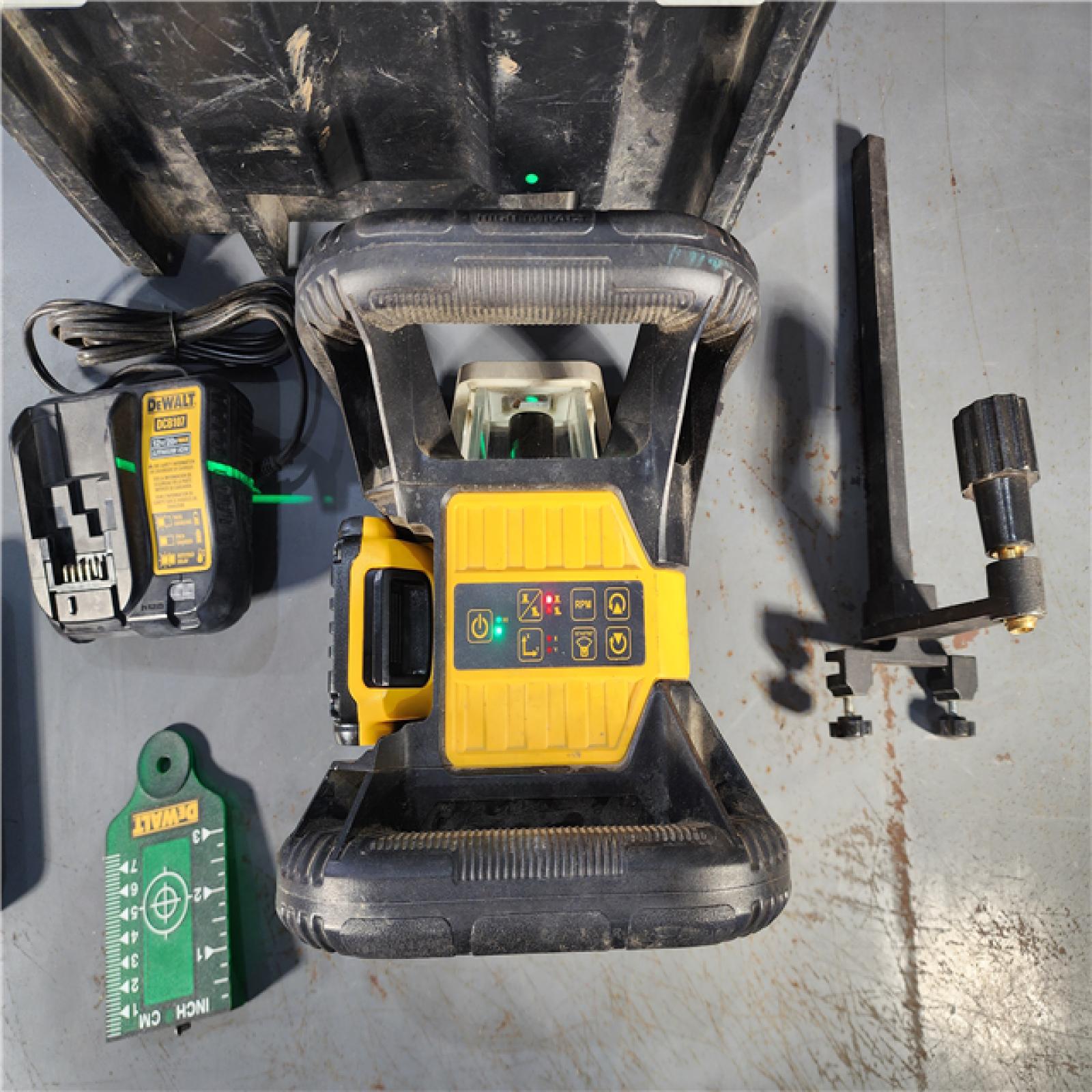 HOUSTON LOCATION - AS-IS DEWALT 20-Volt MAX Lithium-Ion 250 Ft. Gree Self-Leveling Rotary Laser Level with Battery 2Ah, Charger, & TSTAK Case