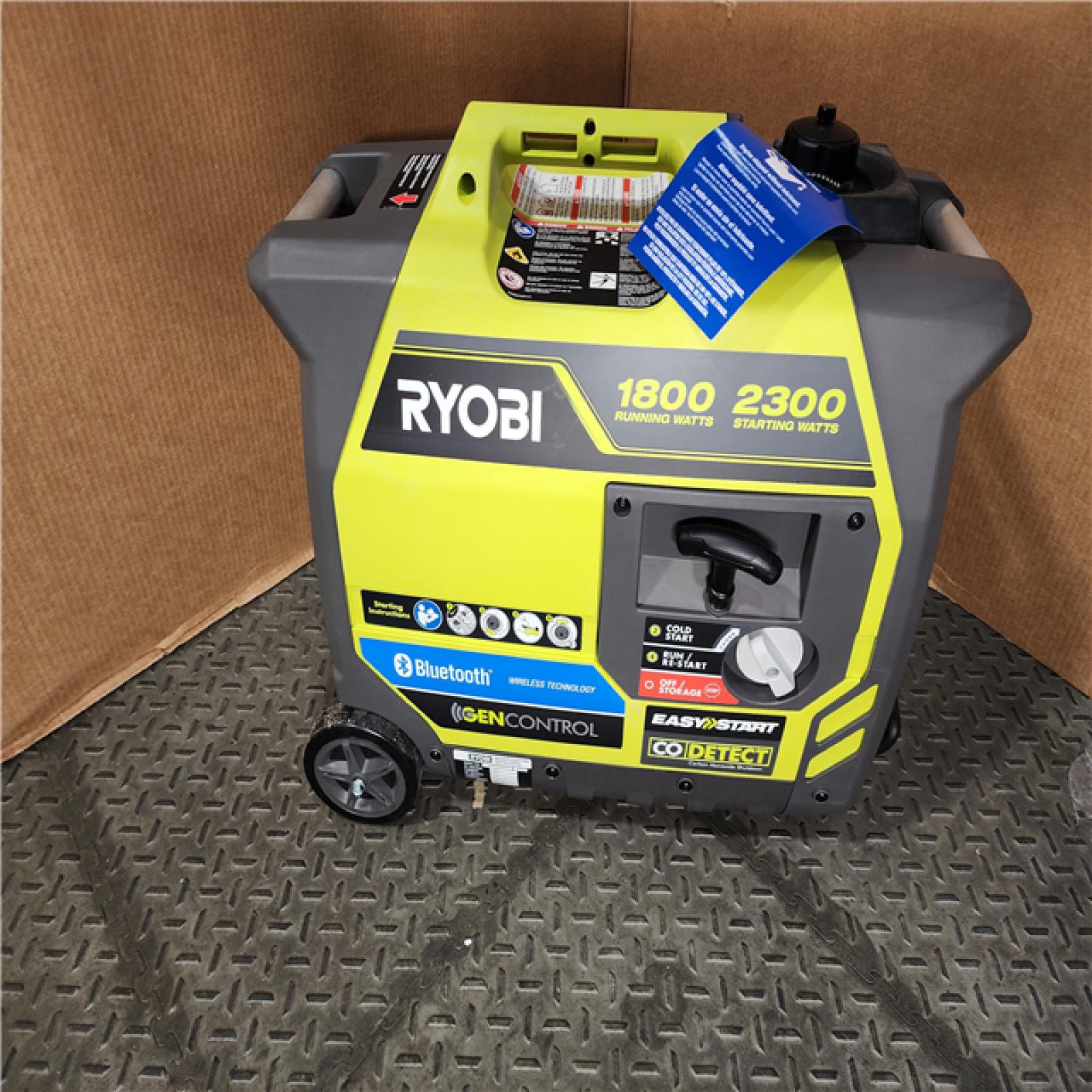 HOUSTON LOCATION - AS-IS RYOBI 2,300-Watt Recoil Start Bluetooth Super Quiet Gasoline Powered Digital Inverter Generator with CO Shutdown Sensor