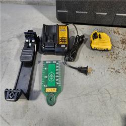 HOUSTON LOCATION - AS-IS DEWALT 12V MAX Lithium-Ion 100 Ft. Green Self-Leveling 3-Beam 360 Degree Laser Level with 2.0Ah Battery, Charger and Case