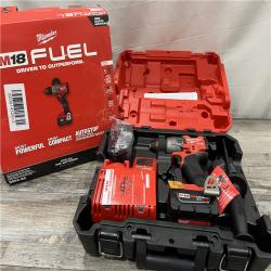 AS-IS Milwaukee 2904-22 Hammer Drill Driver Kit with Batteries  Charger & Tool Case  Red