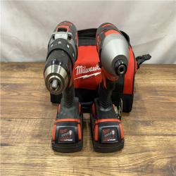 AS IS Milwaukee M18 18V Cordless Brushed 2 Tool Drill/Driver and Impact Driver Kit