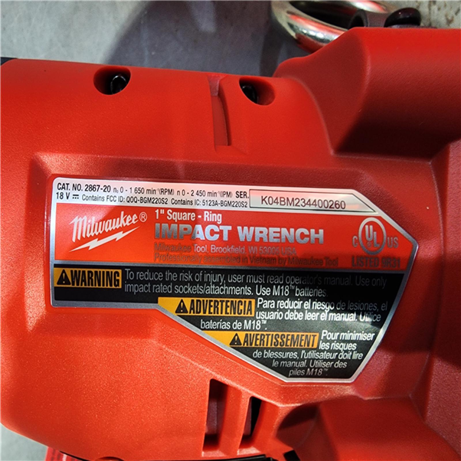 HOUSTON LOCATION - AS-IS (APPEARS LIKE NEW) Milwaukee 2867-20 18V M18 FUEL Lithium-Ion Brushless Cordless 1 High Torque Impact Wrench W/ ONE-KEY (Tool Only)