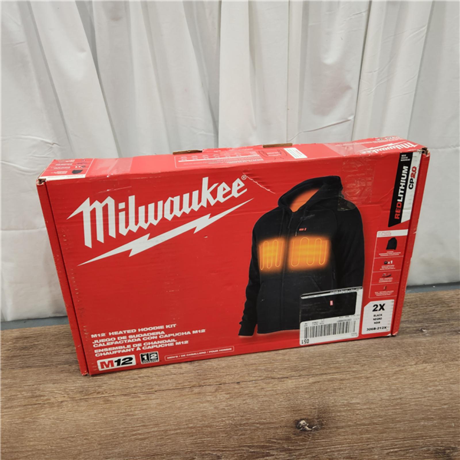 AS-IS Milwaukee 2X-Large M12 12-Volt Lithium-Ion Cordless Black Heated Jacket Hoodie Kit