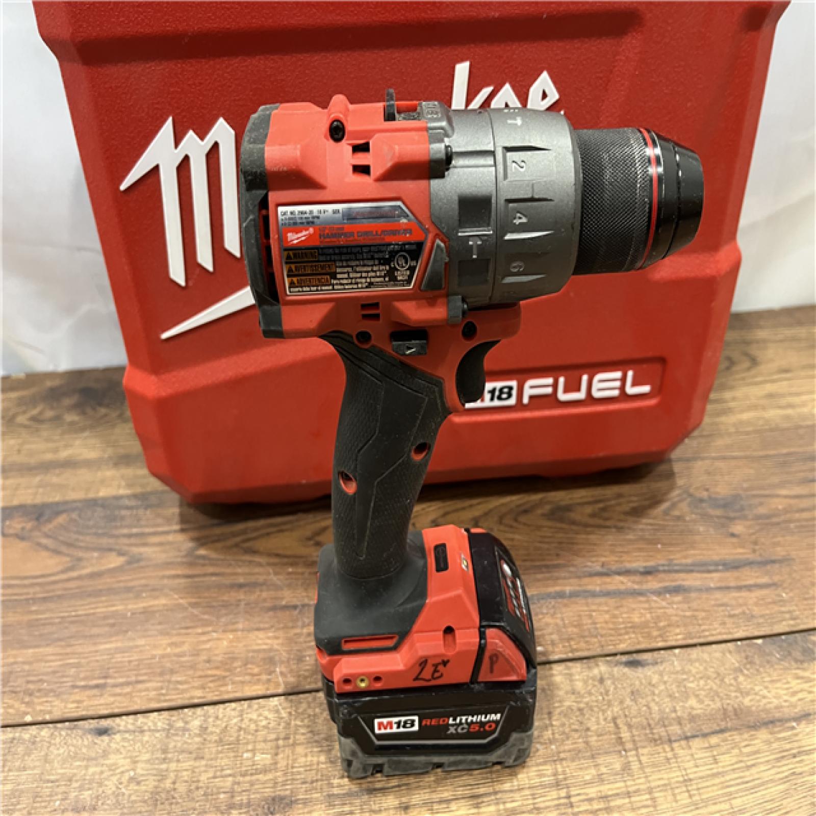 AS IS Milwaukee 2904-22 Hammer Drill Driver Kit with Batteries  Charger & Tool Case  Red