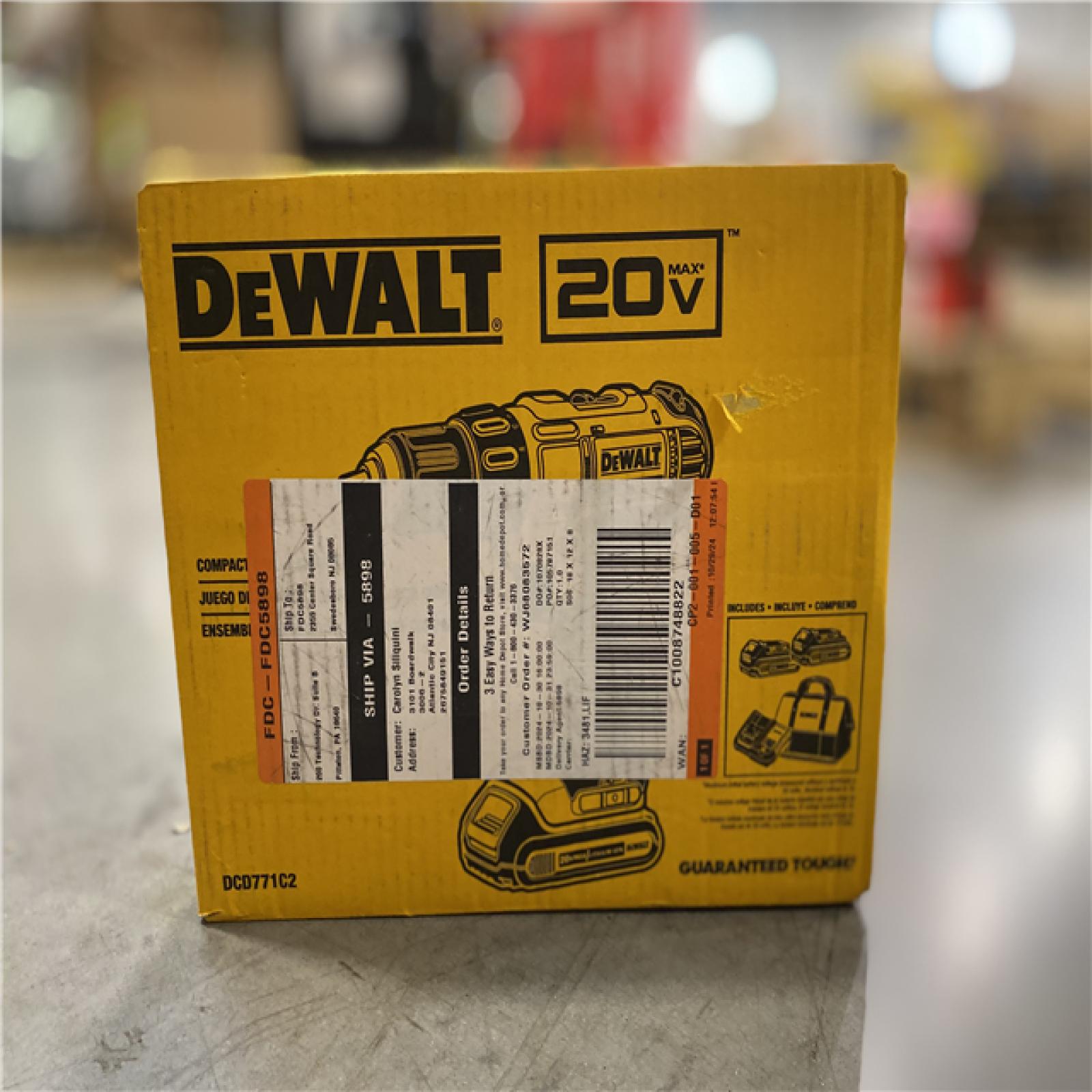 NEW! - DEWALT 20V MAX Cordless 1/2 in. Drill/Driver, (2) 20V 1.3Ah Batteries, Charger and Bag