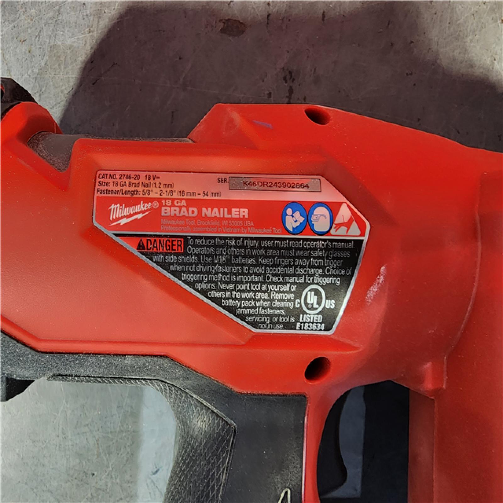 HOUSTON LOCATION - AS-IS Milwaukee M18 Fuel 18V Brushless 18-Gauge Brad Nailer 2746-20 (Bare Tool)