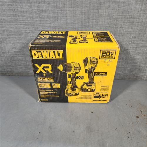 HOUSTON LOCATION - AS-IS DEWALT 20V MAX XR Hammer Drill and ATOMIC Impact Driver 2 Tool Cordless Combo Kit with (2) 4.0Ah Batteries, Charger, and Bag