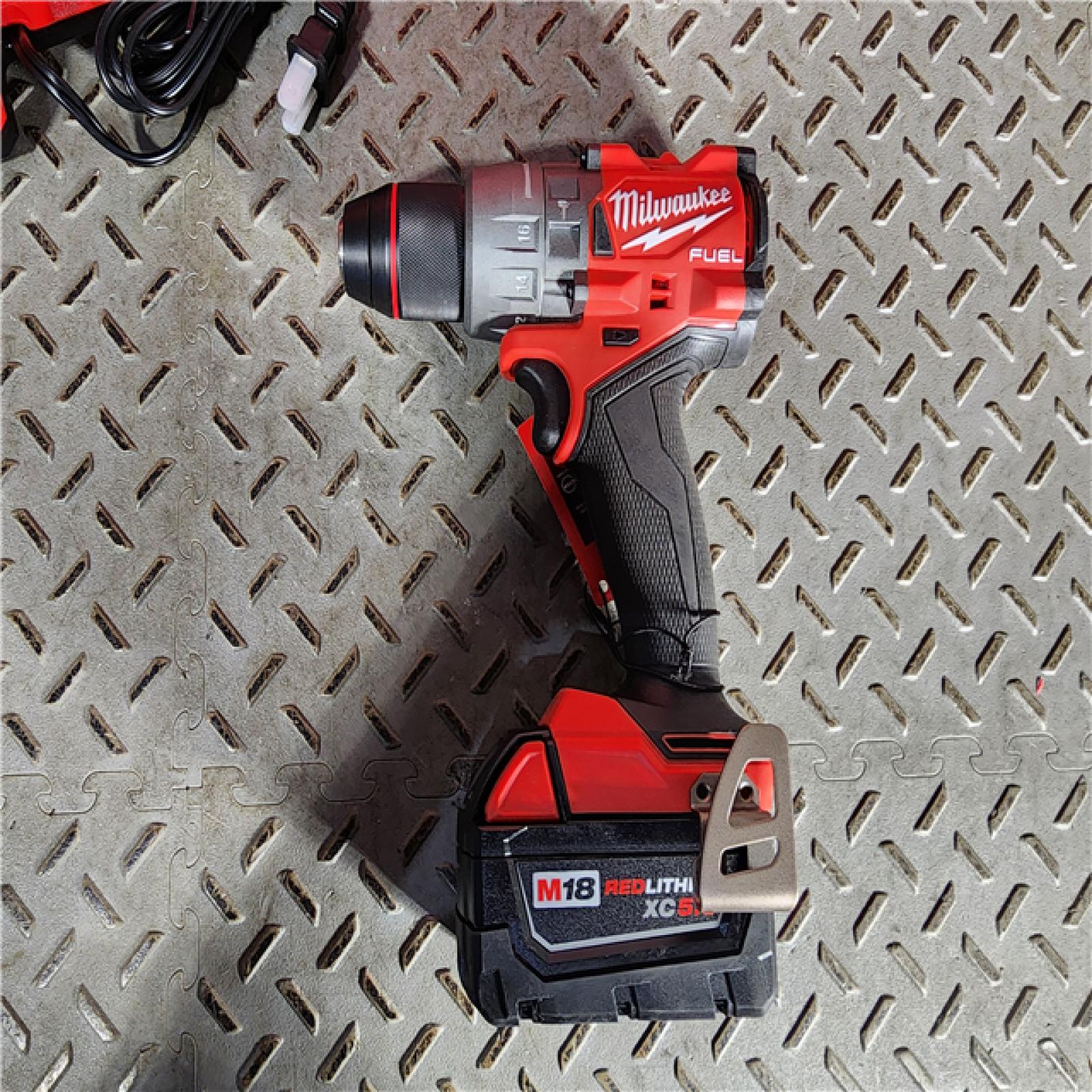 HOUSTON LOCATION - AS-IS (APPEARS LIKE NEW) Milwaukee 2904-22 Hammer Drill Driver Kit with Batteries  Charger & Tool Case  Red