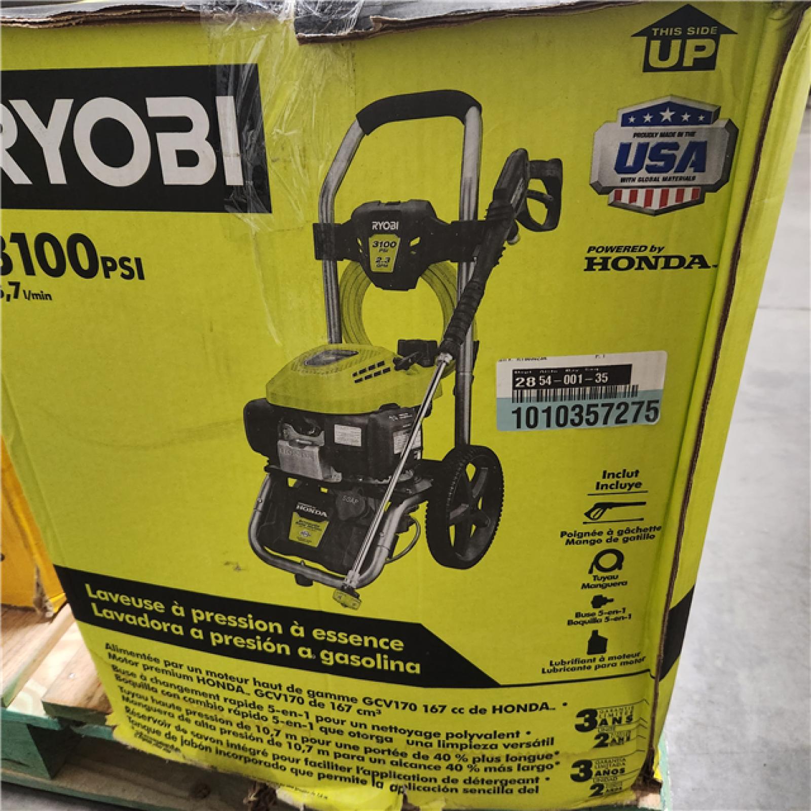 dallas location - as-is RYOBI 3100 PSI 2.3 GPM Cold Water Gas Pressure Washer with Honda GCV167 Engine