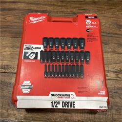 AS-IS Milwaukee Impact Socket Set 1/2  Drive Metric 6 Point Forged Impact Steel 29-Pc