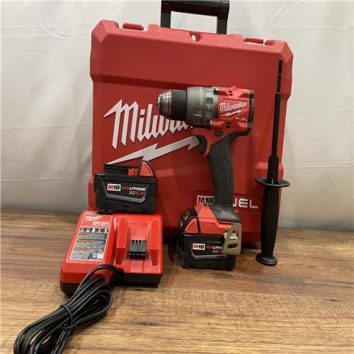 AS-IS Milwaukee M18 FUEL 18V Lithium-Ion Brushless Cordless 1/2 in. Hammer Drill Driver Kit with Two 5.0 Ah Batteries and Hard Case