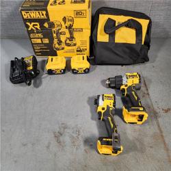 HOUSTON LOCATION - AS-IS DEWALT 20V MAX XR Hammer Drill and ATOMIC Impact Driver 2 Tool Cordless Combo Kit with (2) Batteries, Charger, and Bag