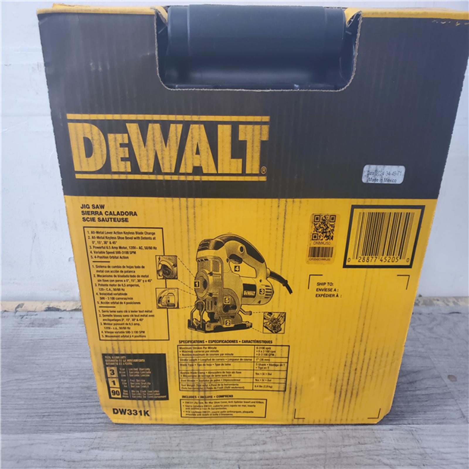 Phoenix Location NEW Dewalt 6.5 Amp Corded Variable Speed Jig Saw Kit with Kit Box DW331K