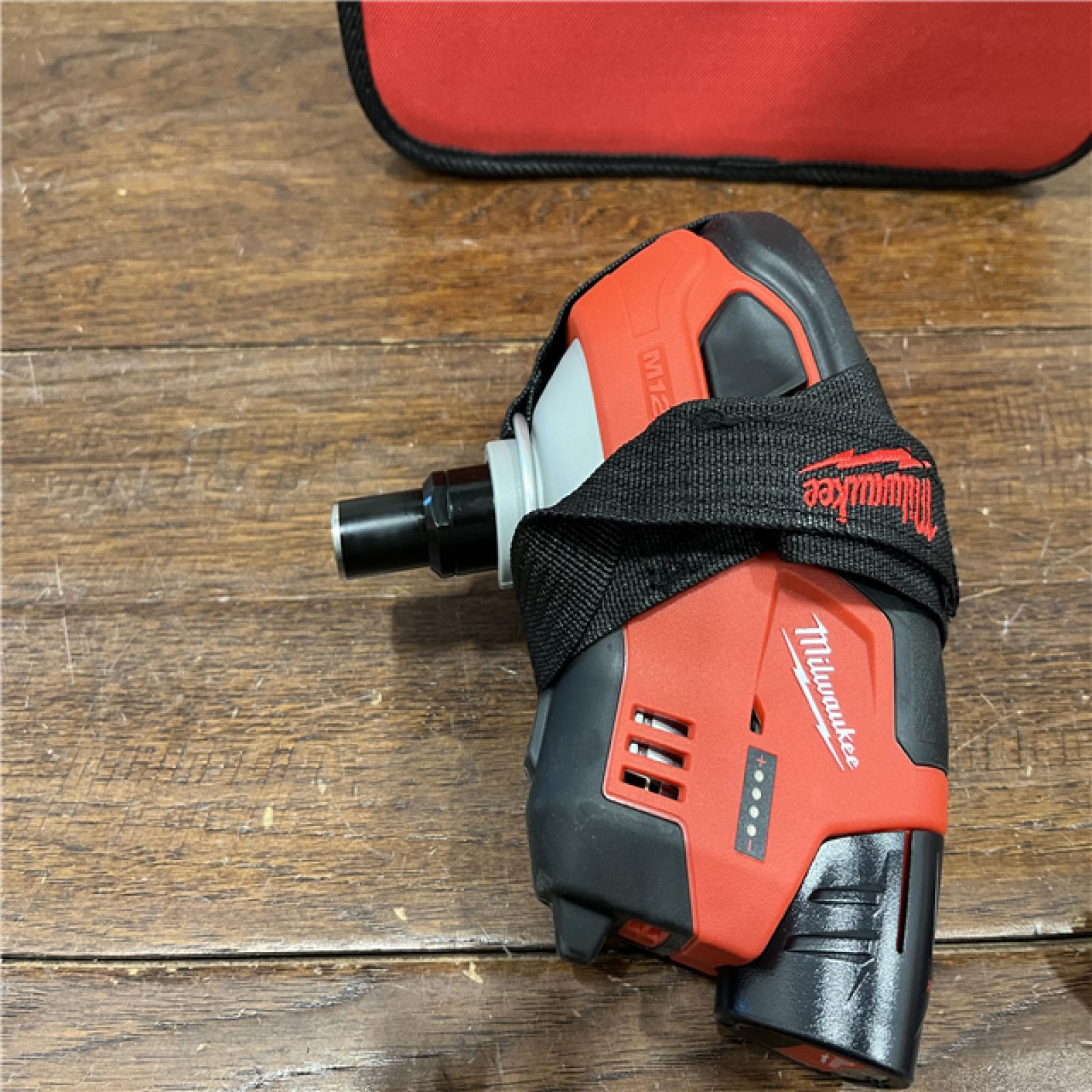 AS-IS Milwaukee M12 12-Volt Lithium-Ion Cordless Palm Nailer Kit with One 1.5Ah Battery, Charger and Tool Bag