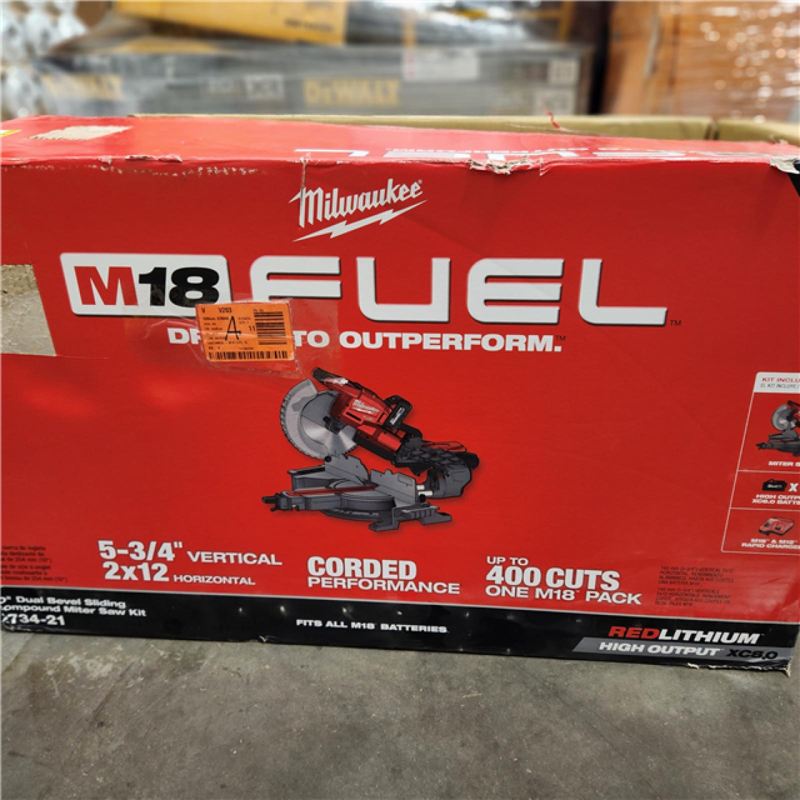 As-Is  Milwaukee M18 FUEL Cordless Brushless Dual-Bevel Sliding Compound 10 in. Miter Saw Kit