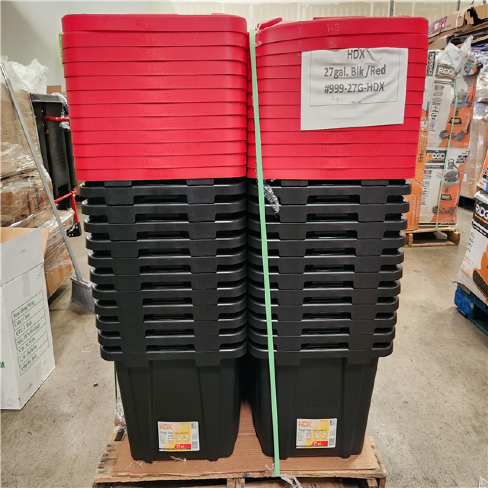 Phoenix Location HDX 27 Gal. Tough Storage Tote in Black and Red (36 Pieces)