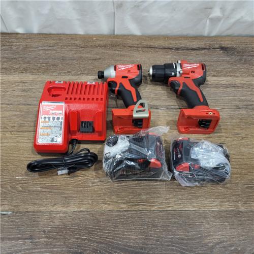 AS-IS M18 18-Volt Lithium-Ion Brushless Cordless Compact Hammer Drill/Impact Combo Kit (2-Tool) with (2) Batteries, Bag