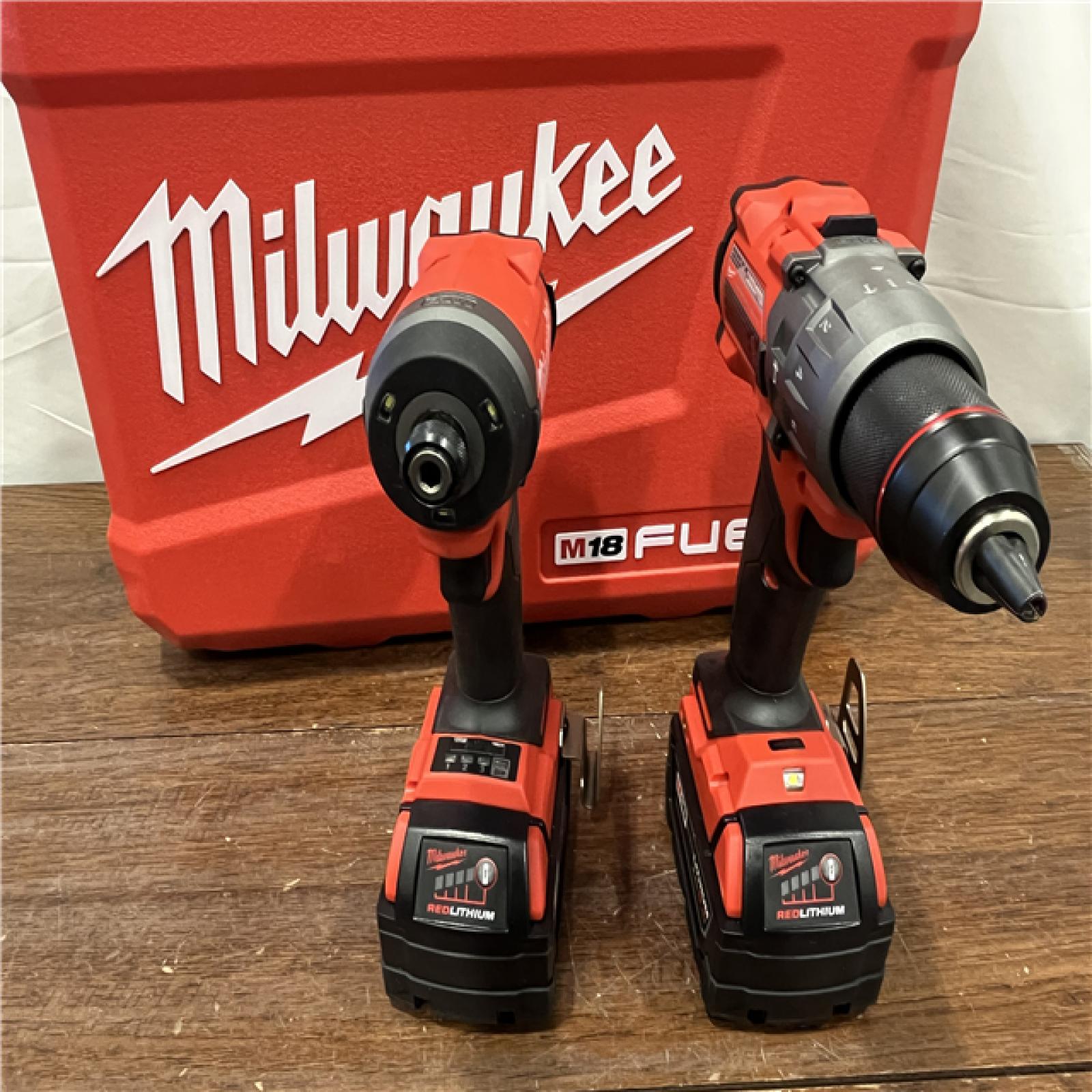 AS-ISMilwaukee M18 FUEL 18V Lithium-Ion Brushless Cordless Hammer Drill and Impact Driver Combo Kit (2-Tool) with 2 Batteries