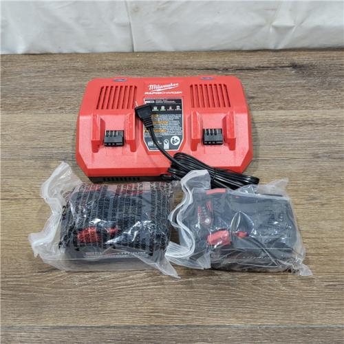 AS-IS M18 18V Lithium-Ion Dual Bay Rapid Battery Charger W/ (2) 8Ah HIGH OUTPUT Batteries