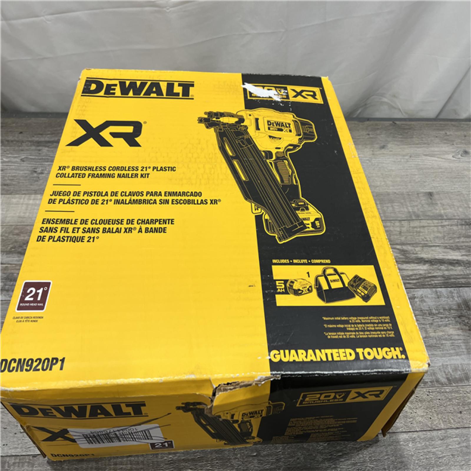 NEW! Dewalt 20-Volt 21A Cordless Framing Nailer Kit with 5.0 Ah Lithium-Ion Battery and Charger