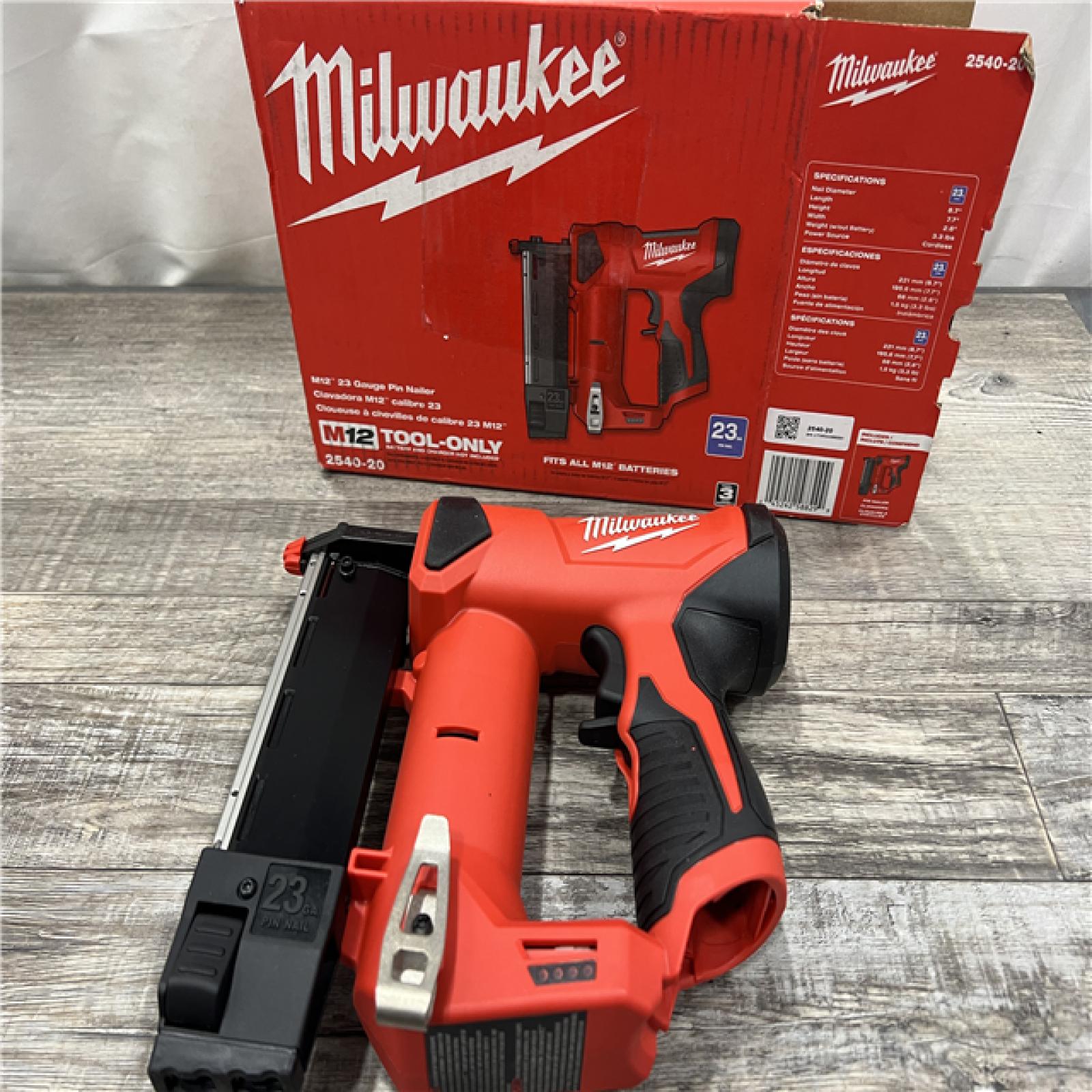 AS-IS Milwaukee 2540-20 12V 23 Gauge Cordless Pin Nailer (Tool Only)